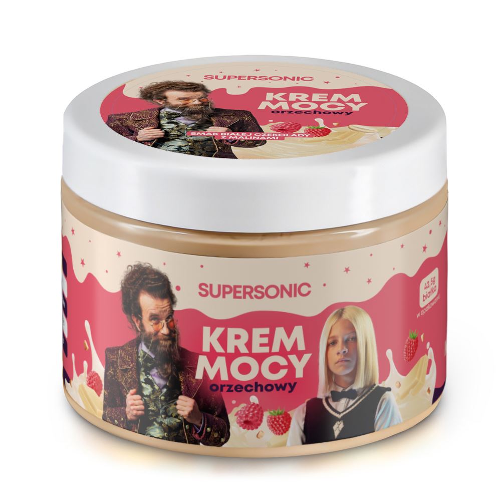 KREM ORZECHOWY O SMAKU BIAŁEJ CZEKOLADY Z MALINAMI 250 G - SUPERSONIC (AKADEMIA PANA KLEKSA)