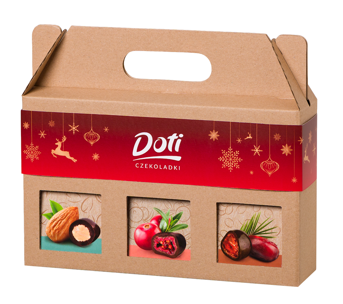 ZESTAW ŚWIĄTECZNY - BAKALIE W CZEKOLADZIE BIO 3 RODZAJE 150 G - DOTI
