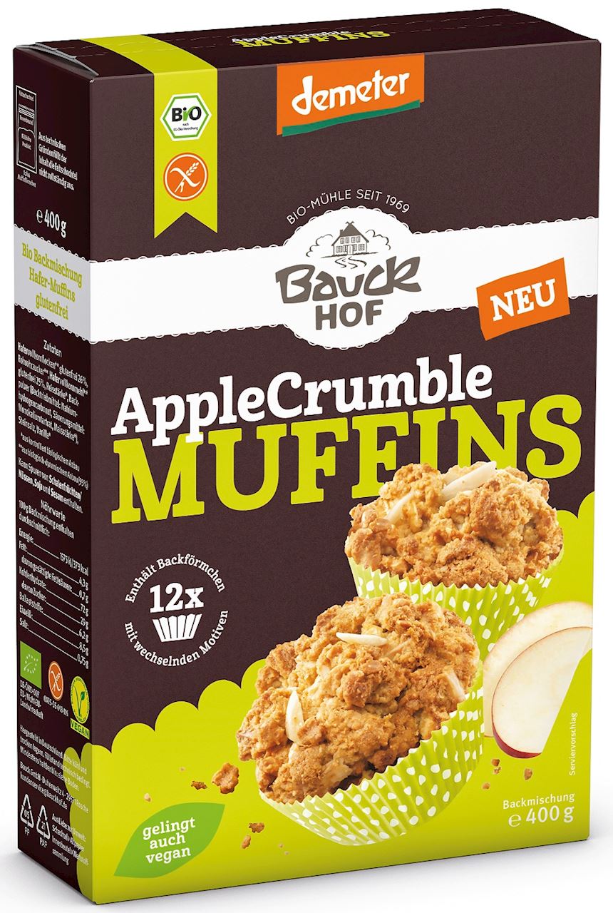 MIESZANKA NA MUFFINKI Z JABŁKIEM BEZGLUTENOWE DEMETER BIO 400 G - BAUCK HOF