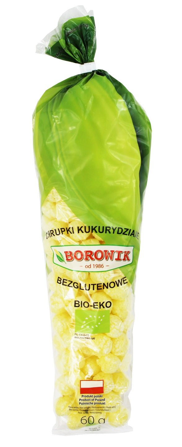 CHRUPKI KUKURYDZIANE (KOLBA) BEZGLUTENOWE BIO 60 G - BOROWIK