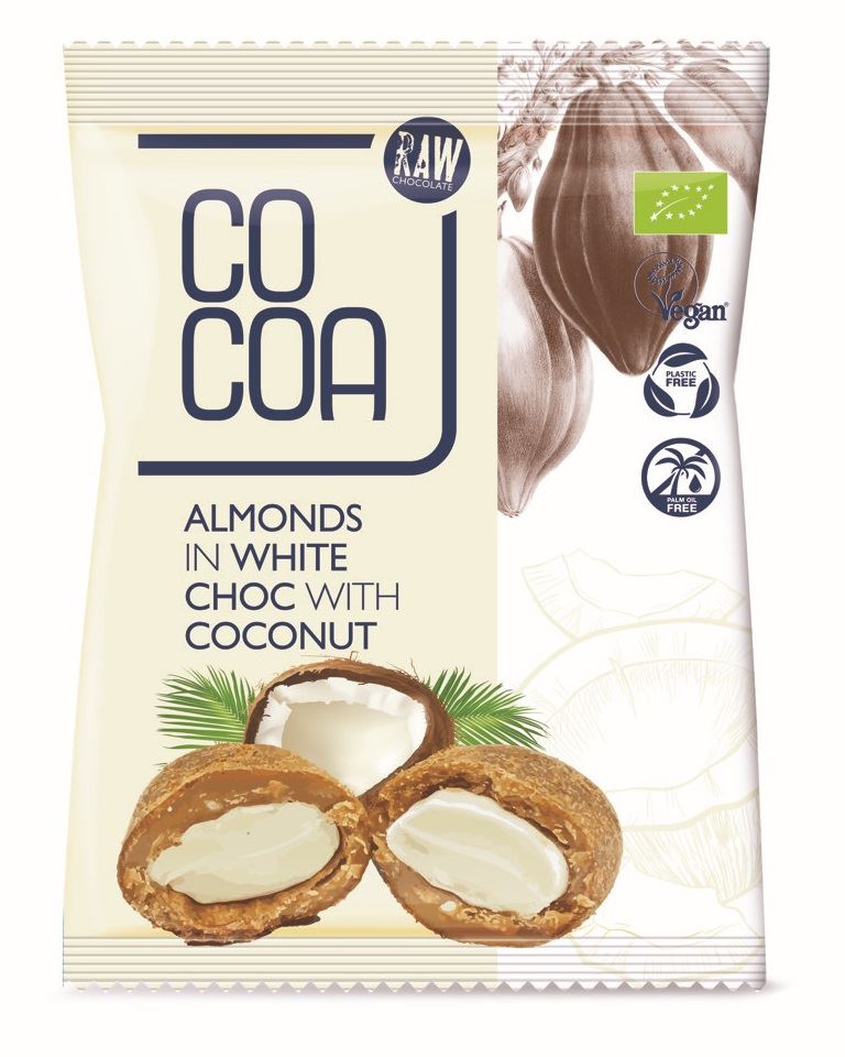 MIGDAŁY W BIAŁEJ POLEWIE KOKOSOWEJ BIO 70 G - COCOA
