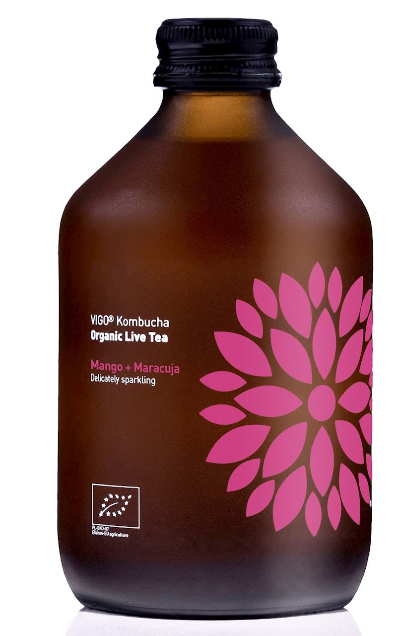 KOMBUCHA Z MANGO I MARAKUJĄ BEZGLUTENOWA BIO 330 ML - VIGO