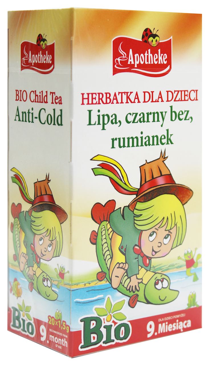 HERBATKA DLA DZIECI - LIPA, CZARNY BEZ, RUMIANEK PO 9 MIESIĄCU BIO (20 X 1,5 G) 30 G - APOTHEKE