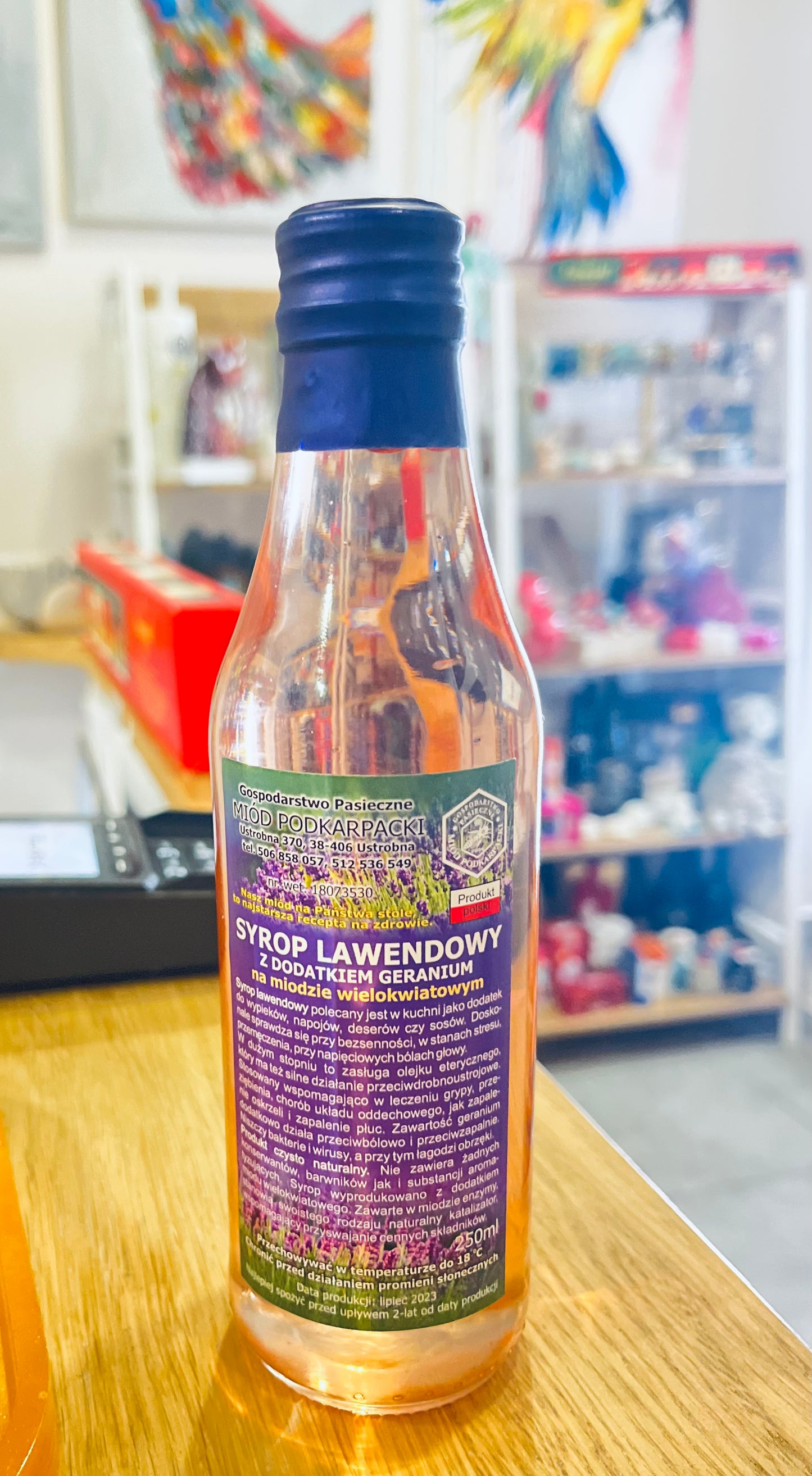 SYROP LAWENDOWY NA MIODZIE WIELOKWIATOWYM 250ML