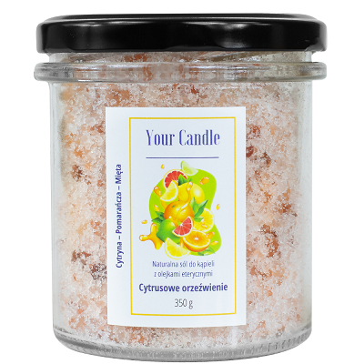 SÓL DO KĄPIELI NATURALNA Z OLEJKAMI ETERYCZNYMI CYTRUSOWE ORZEŹWIENIE 350 G - YOUR CANDLE