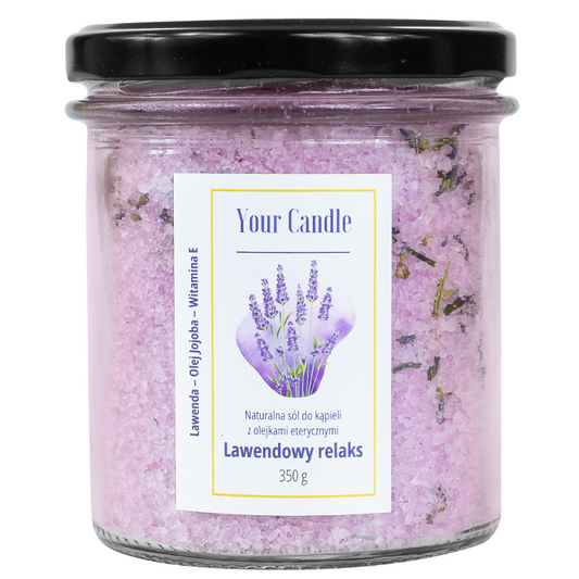 SÓL DO KĄPIELI NATURALNA Z OLEJKAMI ETERYCZNYMI LAWENDOWY RELAKS 350 G - YOUR CANDLE