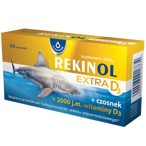 Rekinol Extra D3, olej z wątroby rekina, 60 kapsułek